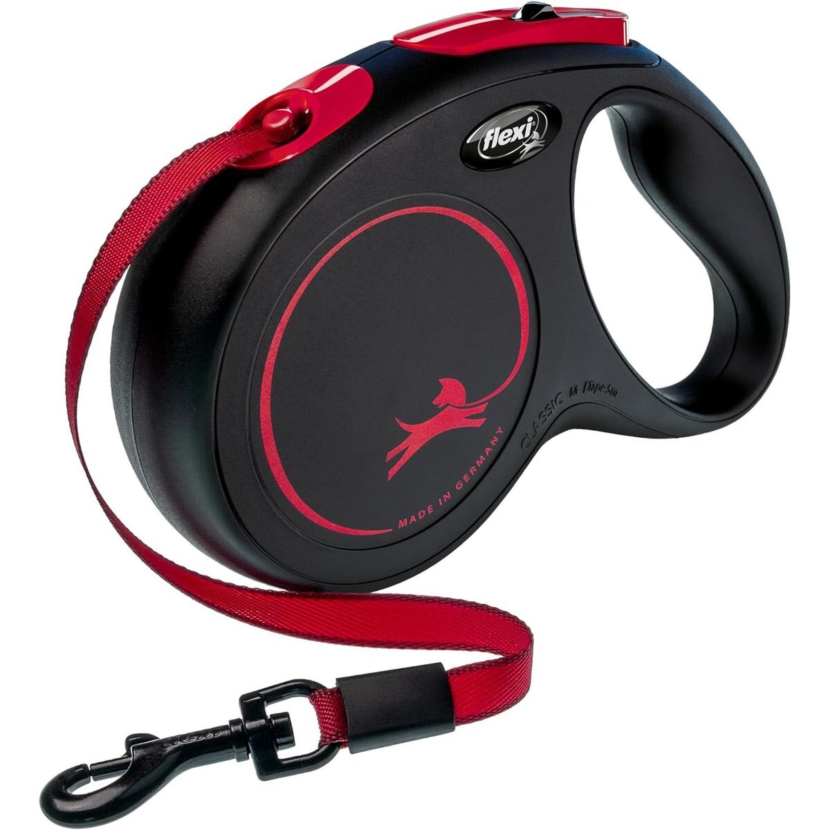 Flexi New Classic Plastic Retractable Dog Leash, Black Fire, Medium: 16-ft long, 0.8-in wide