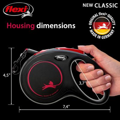 Show full view: Flexi New Classic Plastic Retractable Dog Leash, Black Fire, Medium: 16-ft long, 0.8-in wide slide 5 of 7