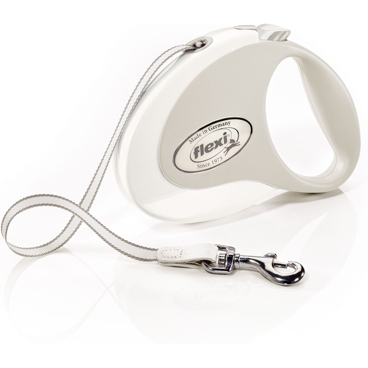 Flexi Style Plastic Retractable Dog Leash, White, Medium: 16-ft long