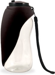 Flipo Fold-A-Bowl Non-skid Plastic Dog & Cat Bowl & Water Bottle, Gray, 26-oz, Black