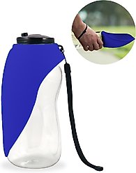 Flipo Fold-A-Bowl Non-skid Plastic Dog & Cat Bowl & Water Bottle, Gray, 26-oz, Blue