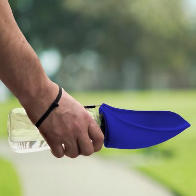 Show full view: Flipo Fold-A-Bowl Non-skid Plastic Dog & Cat Bowl & Water Bottle, Gray, 26-oz, Blue slide 2 of 5