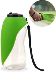 Flipo Fold-A-Bowl Non-skid Plastic Dog & Cat Bowl & Water Bottle, Gray, 26-oz, Green