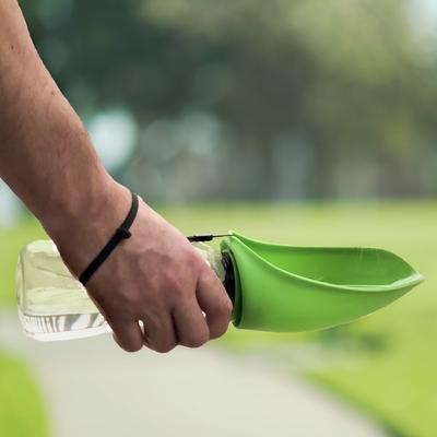 Show full view: Flipo Fold-A-Bowl Non-skid Plastic Dog & Cat Bowl & Water Bottle, Gray, 26-oz, Green slide 2 of 6