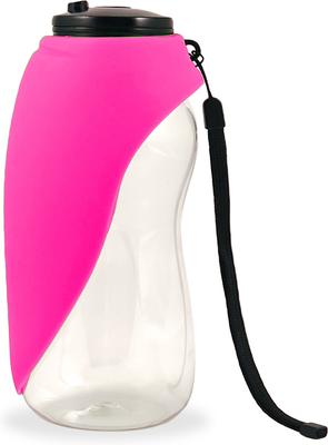 Show full view: Flipo Fold-A-Bowl Non-skid Plastic Dog & Cat Bowl & Water Bottle, Gray, 26-oz, Pink slide 3 of 5