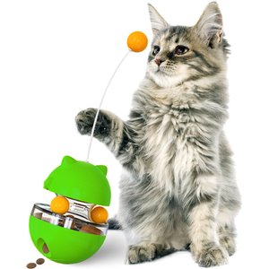 Flipo Tabby Tumbler Balancing Treat-Dispensing Cat Toy, Green