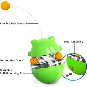 Flipo Tabby Tumbler Balancing Treat-Dispensing Cat Toy, Green