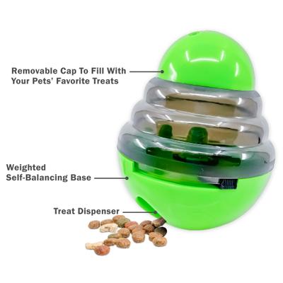 Show full view: Flipo Tumbler Balancing Treat-Dispensing Dog Toy, Green slide 2 of 5