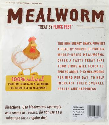 Show full view: Flock Fest Dried Mealworms Adult Poultry Treats, 5-lb bag, 1 count slide 2 of 9