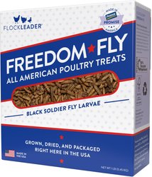 FlockLeader Freedom Fly All American Dried Black Soldier Fly Larvae Poultry Treats, 1-lb box