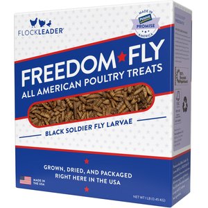 FlockLeader Freedom Fly All American Dried Black Soldier Fly Larvae Poultry Treats, 1-lb box