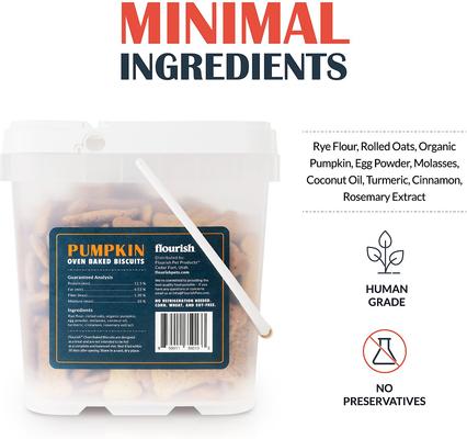 Show full view: Flourish Pumpkin Biscuit Dog Treats, 5-lb tub slide 3 of 4