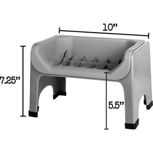 Fluff Trough Binge Blocker Elevated Dog & Cat Slow Feeder, Gray