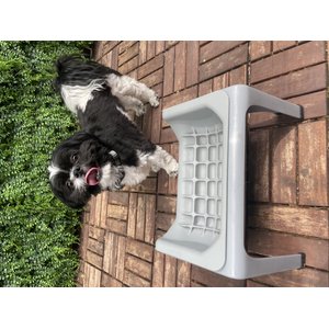 Fluff Trough Binge Blocker Elevated Dog & Cat Slow Feeder, Gray