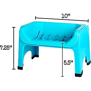 Fluff Trough Binge Blocker Elevated Dog & Cat Slow Feeder, Teal