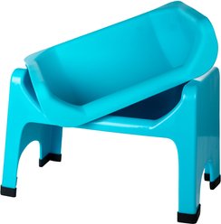 Fluff Trough Elevated Dog & Cat Feeder, Teal, Standard slide 2 of 7