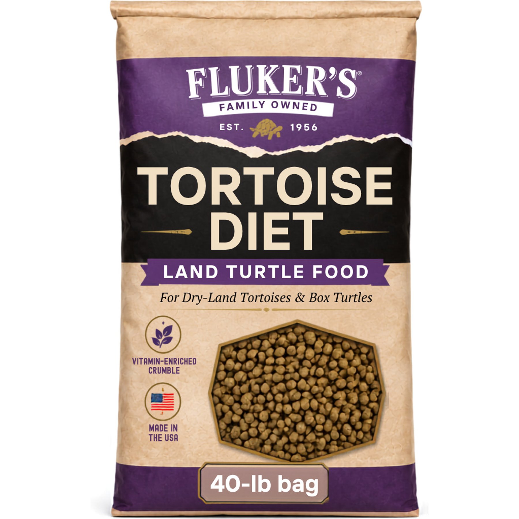 Fluker's Tortoise Diet Land Turtle Reptile Food Crumble, 40 lb bag