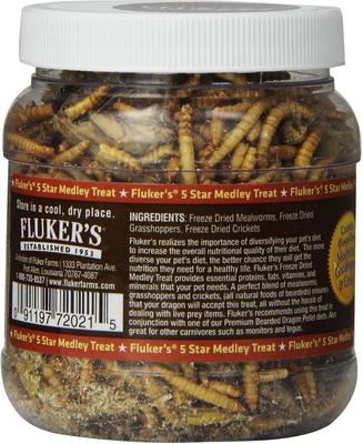 Show full view: Fluker's 5 Star Medley Freeze-Dried Bearded Dragon Treats, 1.8-oz jar slide 2 of 6