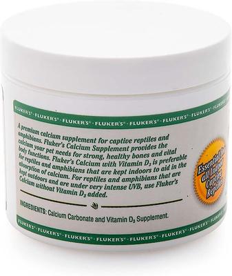 Show full view: Fluker's Calcium with Vitamin D3 Indoor Reptile Supplement, 4-oz jar slide 2 of 5