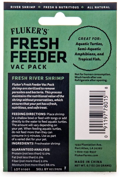 Fluker's Fresh Feeder Vac Pack Shrimp Reptile Food, 0.7-oz bag