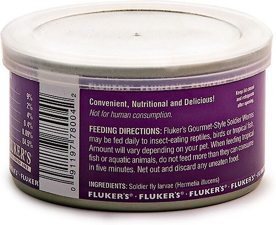 Show full view: Fluker's Gourmet Canned Soldierworms Reptile Food, 1.2-oz bag slide 4 of 4