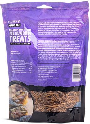 Show full view: Fluker's Grub Dried Mealworms with Calcium Reptile Food, 3-oz bag slide 3 of 4