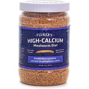Fluker's Hi Calcium Mealworm Diet Reptile Food, 12-oz bag