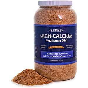 Fluker's Hi Calcium Mealworm Diet Reptile Food, 3-lb bag