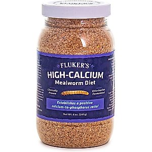 Fluker's Hi Calcium Mealworm Diet Reptile Food, 6-oz bag