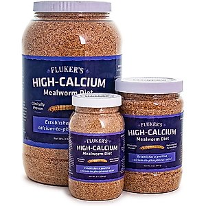 Fluker's Hi Calcium Mealworm Diet Reptile Food, 6-oz bag