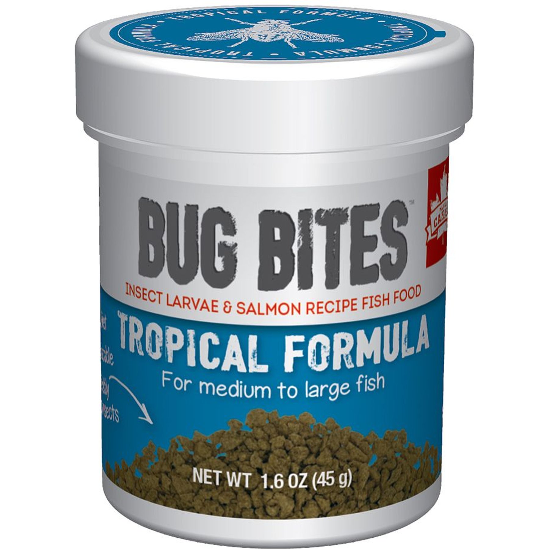 Fluval Bug Bites Tropical Freshwater Formula Medium & Large Granules Fish Food, 1.6-oz
