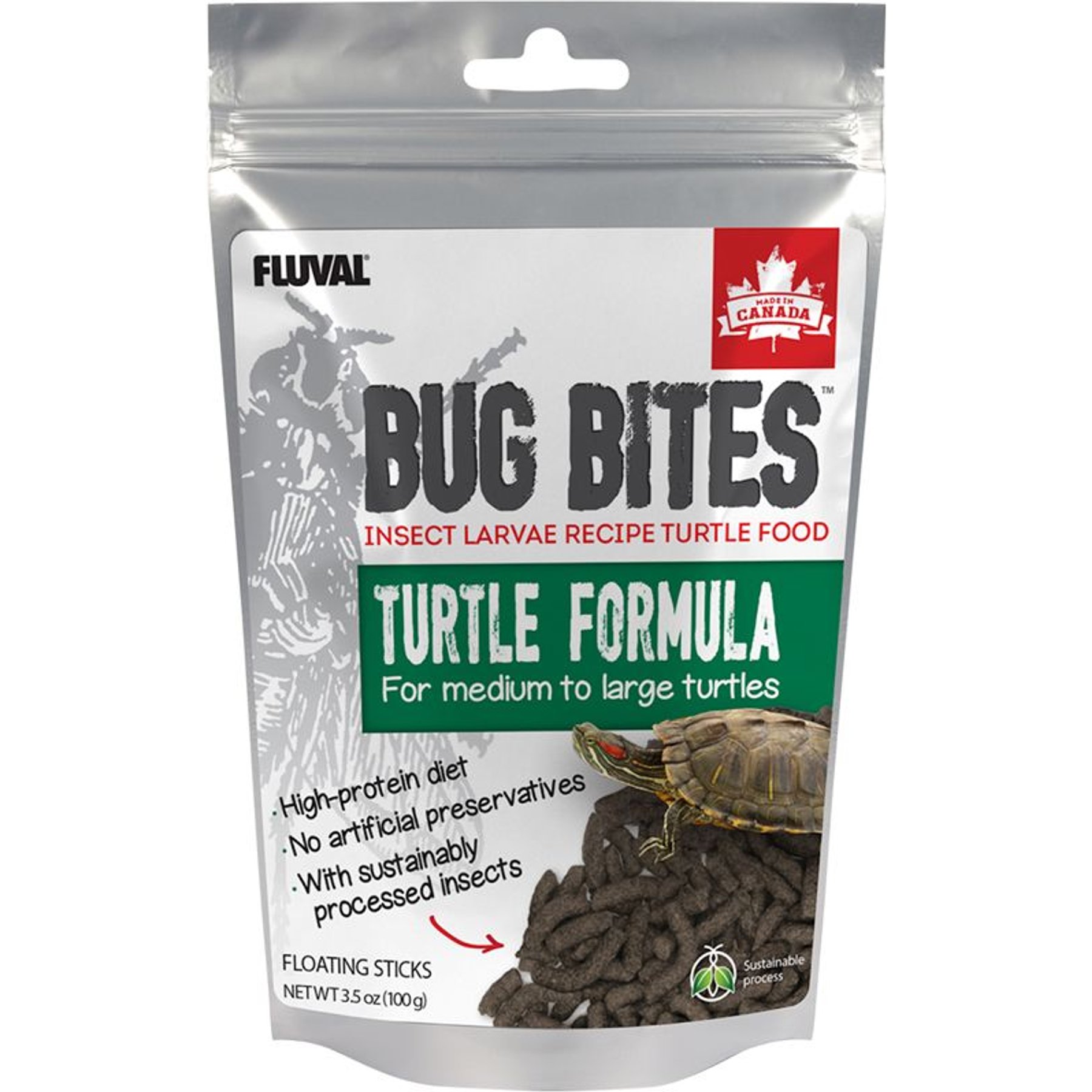 Fluval Fl Bug Bites Turtle Formula Reptile Food, 3.5-oz