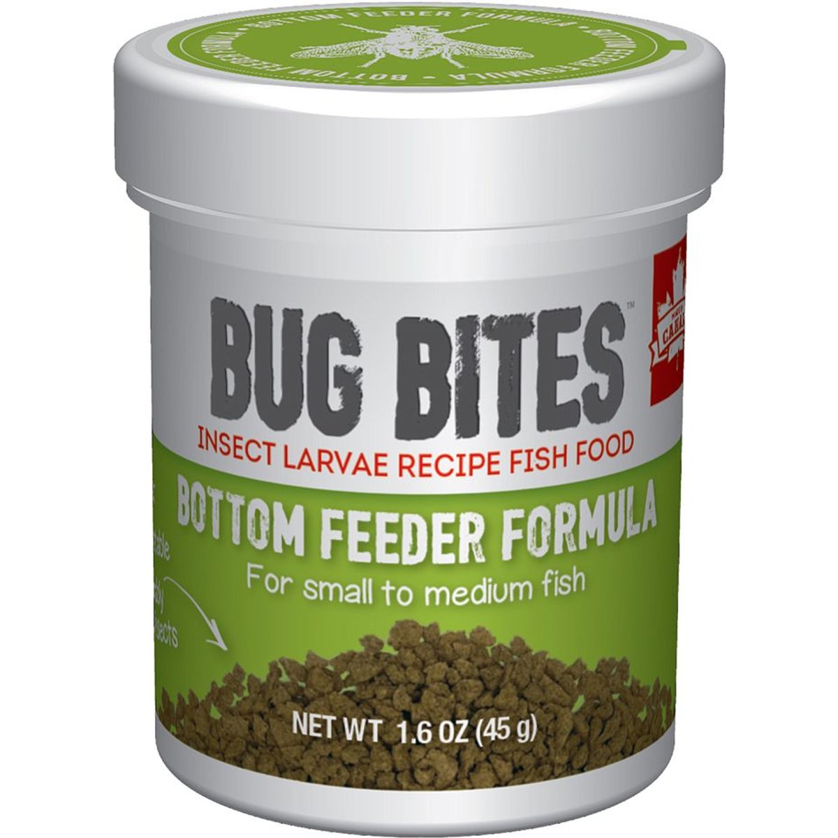 Fluval Bug Bites Bottom Feeder Formula Small & Medium Granules Fish Food, 1.6-oz