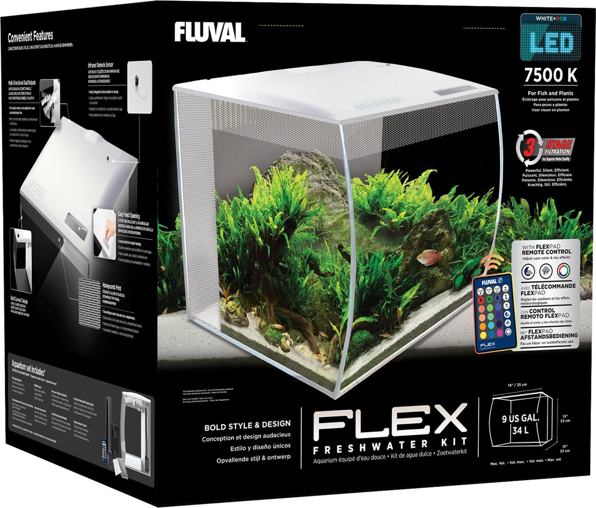 FLUVAL Flex Aquarium Kit, White, 9gal