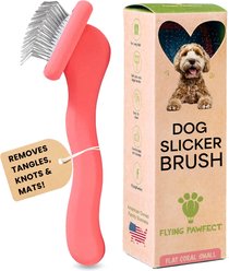 Flying Pawfect Flat Slicker Dog Brush, Coral, Small slide 1 of 5