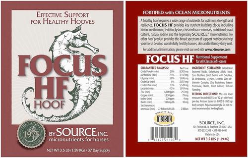 Show full view: Focus by Source Inc. HF Hoof Health Pellet Horse Supplement, 25-lb tub slide 2 of 2