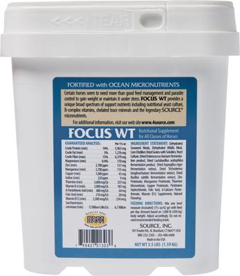 Show full view: Focus by Source Inc. WT Weight Gain Powder Horse Supplement, 3.5-lb tub slide 3 of 4