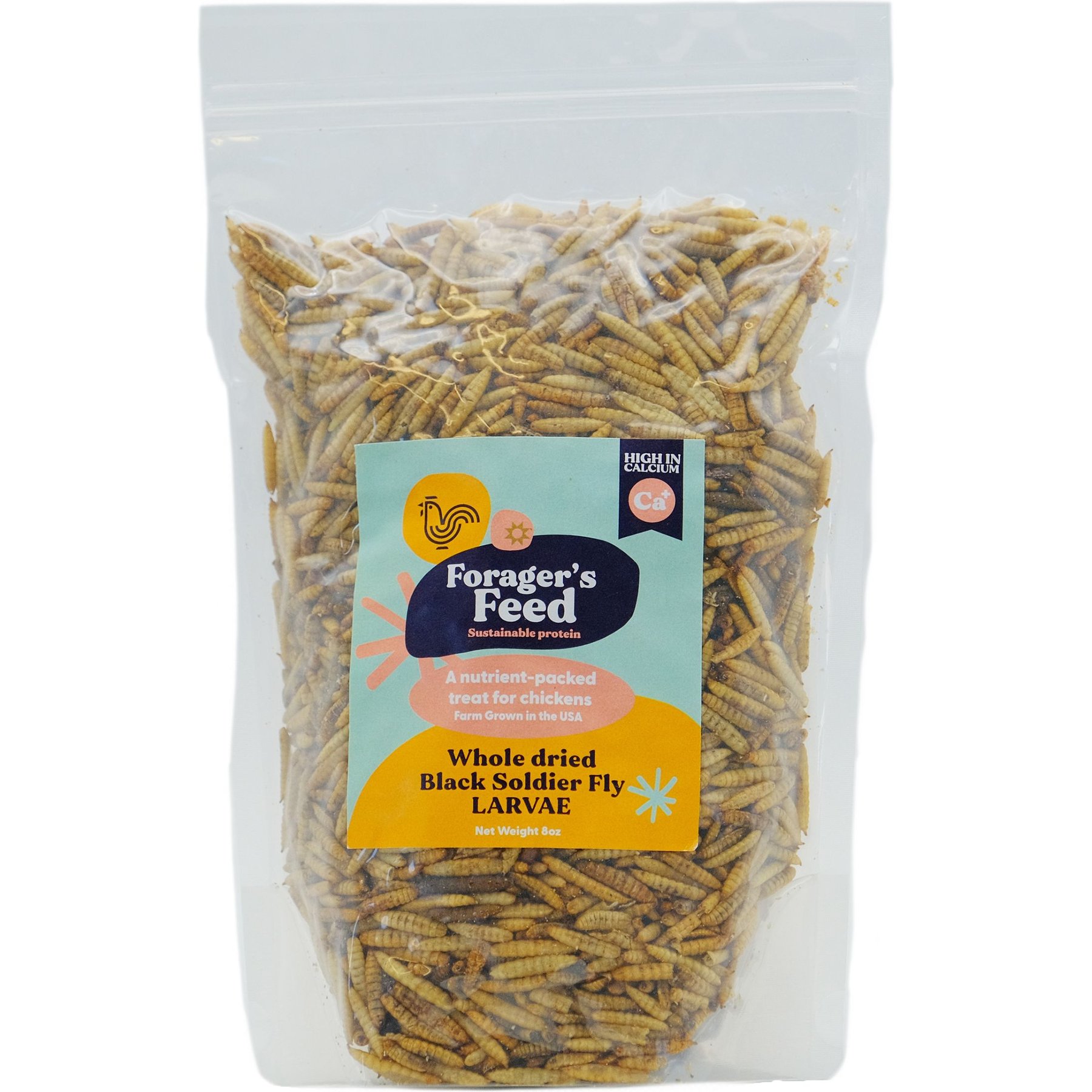 Forager's Feed Whole Dried Black Soldier Fly Larvae Bag Poultry Treats, 8-oz bag