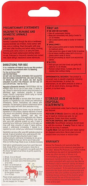 Show full view: Manna Pro Pro-Force 50 Equine Spot-On Fly, Tick & Mosquito Repellent Horse Spray, 6 count slide 2 of 4