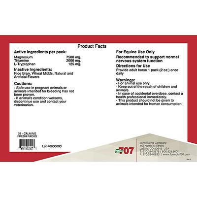 Show full view: Formula 707 Calming Grain Flavor Pellets Horse Supplement, 2-oz pouch, 28 count slide 2 of 7