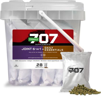 Show full view: Formula 707 Joint 6-in-1 & Daily Essentials Pellets Hay Flavor Horse Supplement, 28 count slide 1 of 7