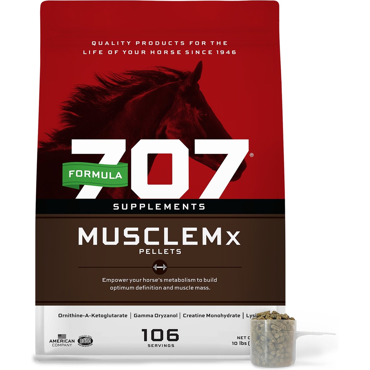 Formula 707 MuscleMx Muscle Care Hay Flavor Pellets Horse Supplement, 10-lb bag