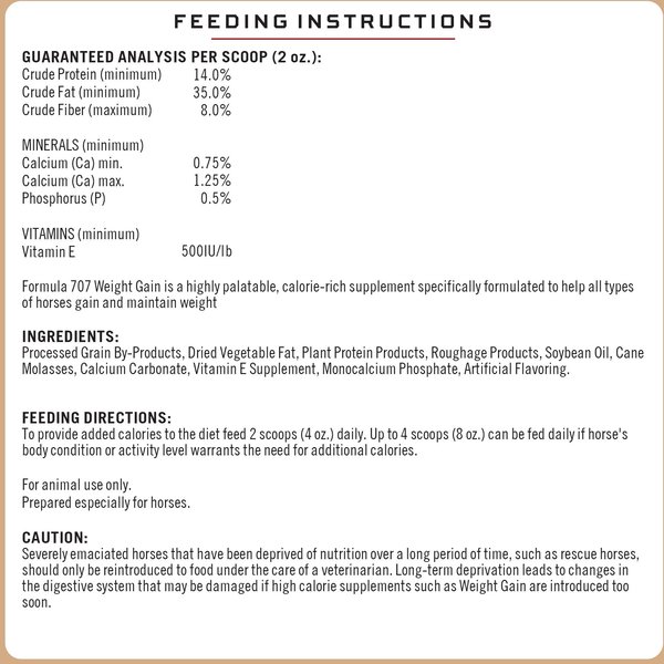Show full view: Formula 707 Weight Gain Crumble Horse Supplement, 7-lb bag slide 6 of 9