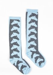 Forza Cavallo Escher Horse Knee Socks, Womens 9-12, Slate Blue