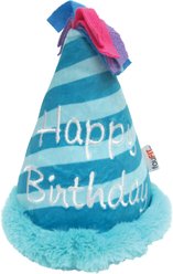 fouFIT Birthday Hat Crinkle Plush Dog Toys, Blue