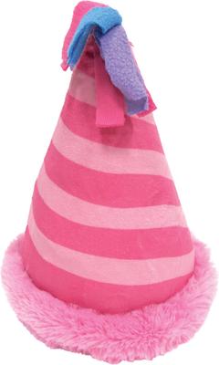 Show full view: fouFIT Birthday Hat Crinkle Plush Dog Toys, Pink slide 3 of 4