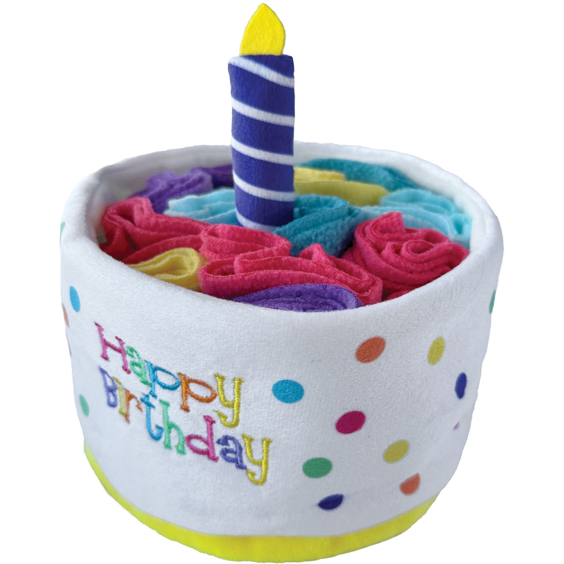 fouFIT Hide 'n Seek Birthday Cake Snuffle Squeaky Dog Plush Toy, Multicolor