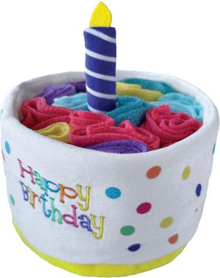 Show full view: fouFIT Hide 'n Seek Birthday Cake Snuffle Squeaky Dog Plush Toy, Multicolor slide 1 of 5