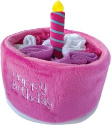 fouFIT Hide 'n Seek Birthday Cake Snuffle Squeaky Dog Plush Toy, Pink