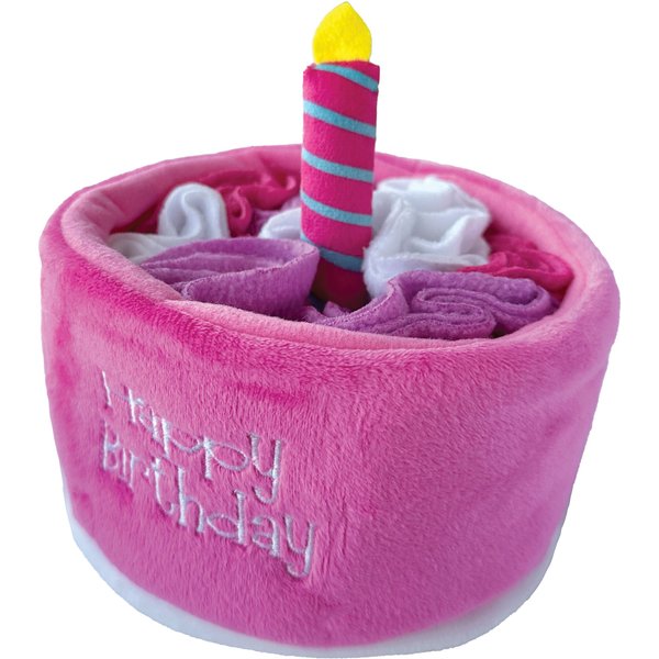 Haute Diggity Dog Birthday Girl Cake Squeaky Plush Dog Toy, Pink